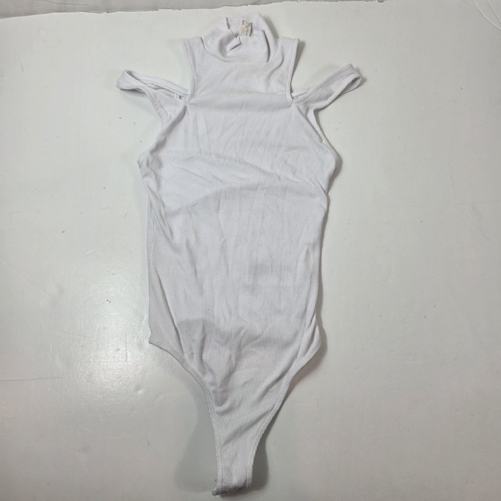 intimately free people women's mock neck cutout bodysuit small white